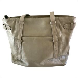 Aimee Kestenberg Olive Taupe City Slicker Tumbled Leather Travel Tote Bag